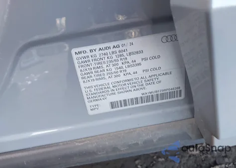 2024 Audi Q4 E-Tron Prestige 55 Quattro from USA, damaged, VIN WA1MUBFZ9RP046268